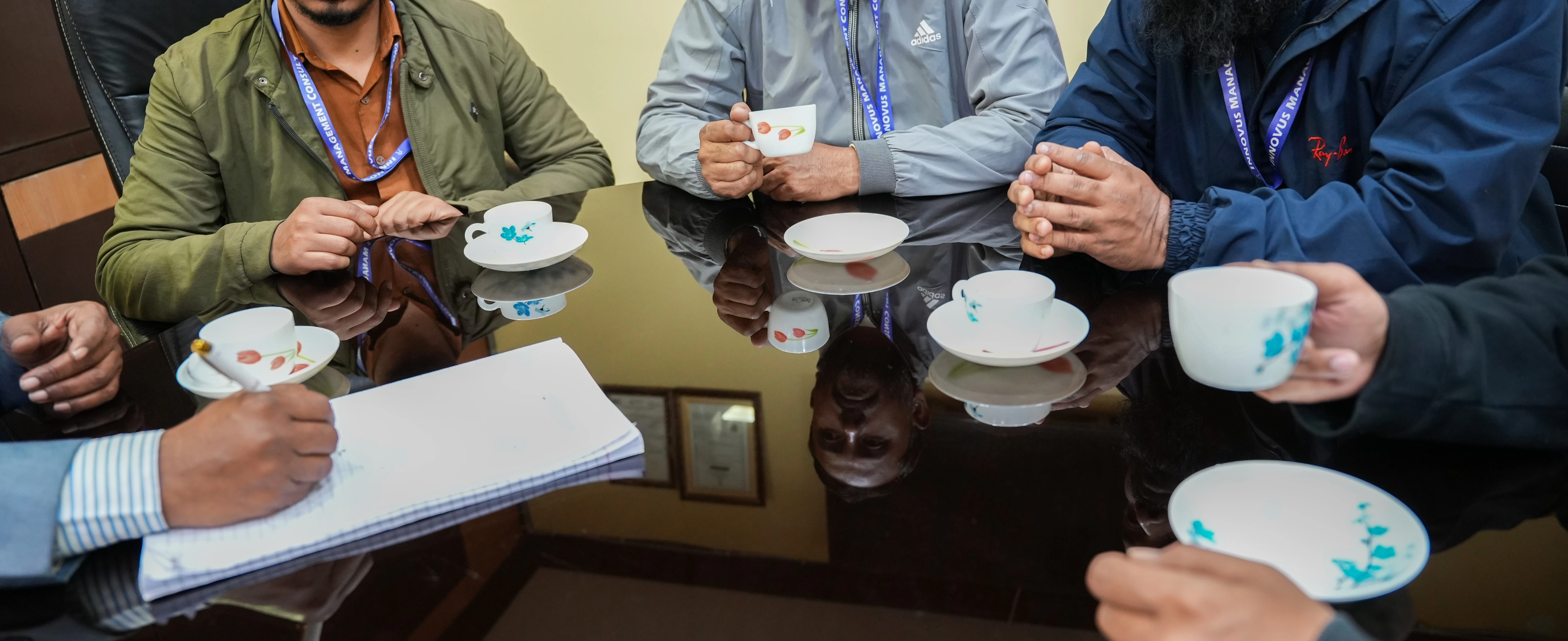 People discussing over coffee